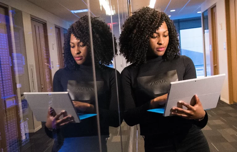 Network Administrator Diploma graduate checking network connections in a corporate