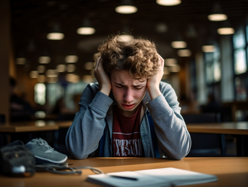 a man holding his head in his hands